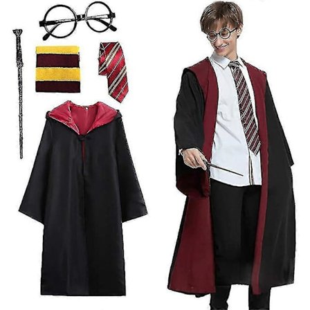 Harry Potter Magisk Kappe Sett, Halloween Cosplay Kostyme Kappe, Trollmannsuniform for Voksne, Festforestilling Magisk Kappe Antrekk