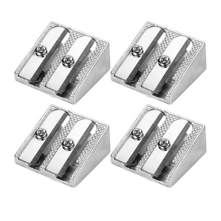 Blyantspisser, metallblyantspisser med doble hull for barn, studenter, leppestiftblyantspisser, manuell spisser perfekt bruk - 4 stk