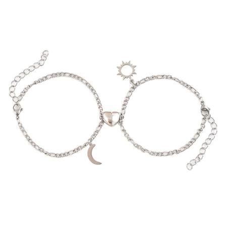 2x Magnetisk Hjerte Charm Armbånd for Sol Måne Tiltrekning Bff Armbånd for Tenåringer