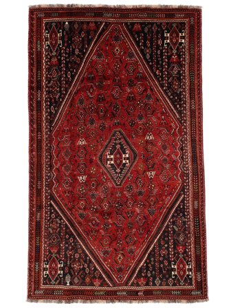 Shiraz Tæppe 185X305 Sort/Mørkerød Uld, Persien/Iran