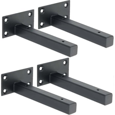 Industrielle Hyldeknægte Vægmonterede Hylder Skjulte Beslag Mat Sort, 4 stk.