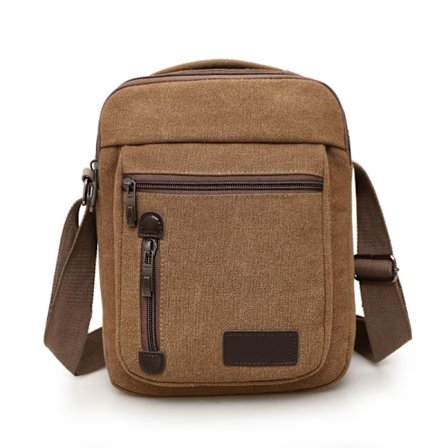 Canvas skuldertasker til mænd (brun), unisex skuldertaske telefon pung messenger taske justerbar rem til sport, arbejde, afslappet, rejser