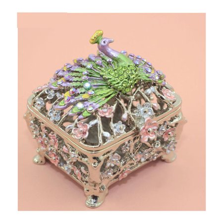 En (hvid, ca. 5,5*5*6,5cm) Mini Peacock Style Smykkeæske Ho
