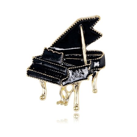 Svart piano brosje, instrumentdesign, kunstnerisk stil, brosje, Valentinsdagsgave