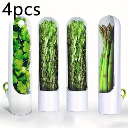 4 st Örtförvarare för Kylskåp, Örtförvaringskapsel, Grönsakskonserveringsflaska, Fräsch Örtförvarare för Koriander, Mynta, Persilja, Sparris