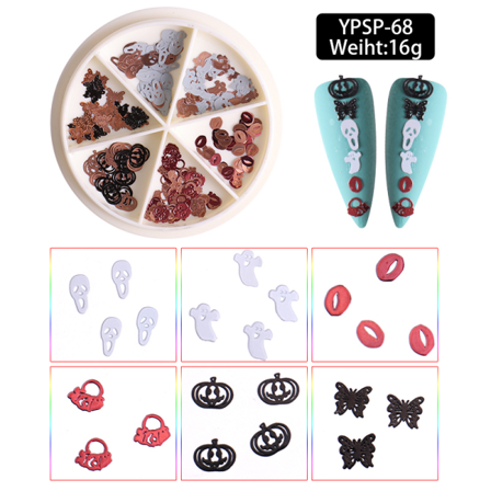 6 Grids Christmas Snowflakes Nagelpaljetter Halloween Slices 3d N