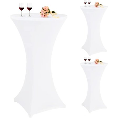 Set med 3 stretchiga fyrkantiga hörn Cocktail Spandex Duk 60x110cm Vit Rund Cocktail Duk (Vit)