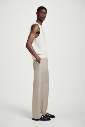 COS Men's Textured Knitted Cotton Tank Top in White