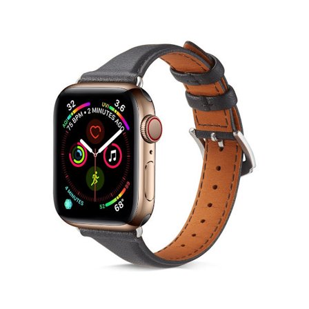 Smalt Læderarmbånd Apple Watch Ultra 2 49mm Sort