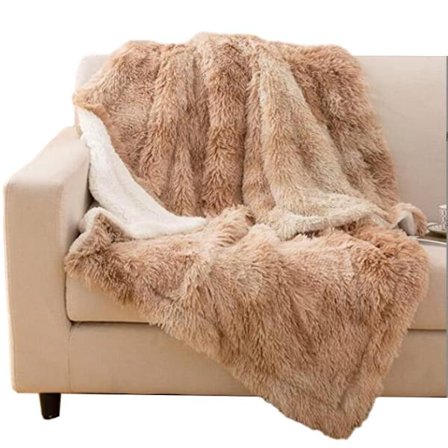 Dubbelsidig Tjock Lammullsfilt med Långt Hår