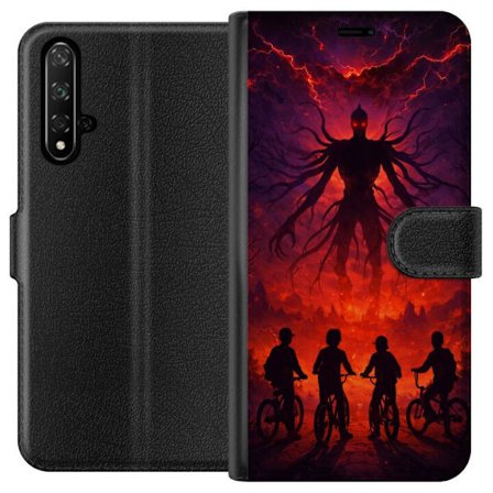 Kompatibelt Plånboksfodral till Honor Honor 20 Mörk fantasyillustration inspirerad av Stranger Things med övernaturlig varelse, blixtar och cykland