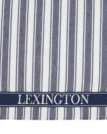 Lexington ICONS cotton twill waffle striped kitchen towel, dress blue/white