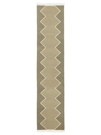 Dakota 80X350 Petit Vert/Blanc Naturel Couloir Tapis De Laine