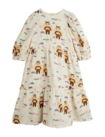 Mini Rodini Muslin Bee Aop Woven Puff Sleeve Dress - Cream - 116/122