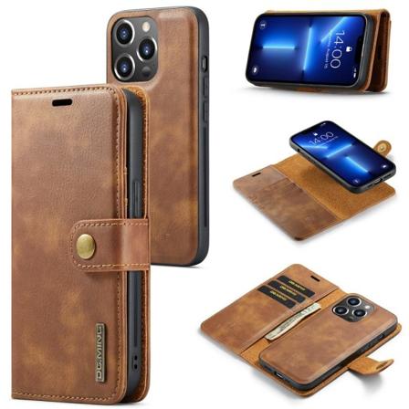 DG MING iPhone 15 Pro Max 2-i-1 Magnet Pungetui - Brun Brown