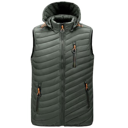 Stor Størrelse M-6XL Herre Vest Jakke Høst Vinter Vest Solid Farge Mann Hette Ermeløs Jakke