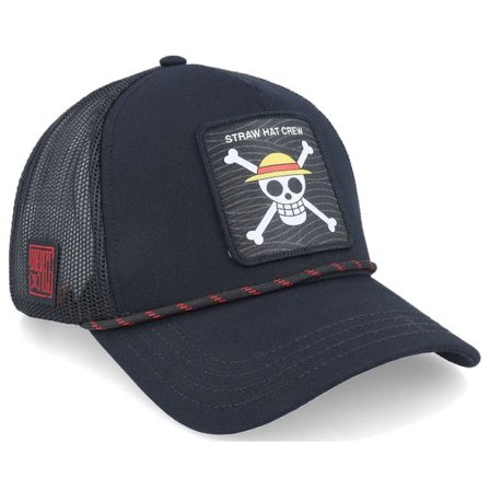 Capslab - Svart trucker Keps - One Piece Straw Hat Crew Black A-Frame trucker @ Hatstore
