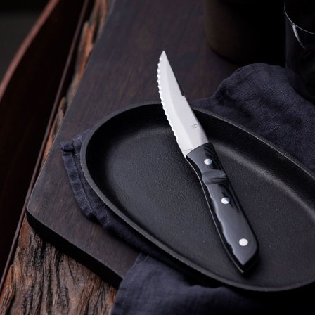 Gense Old Farmer Micarta biffkniv XL 4 stk, svart/stål' - 'Sort metall