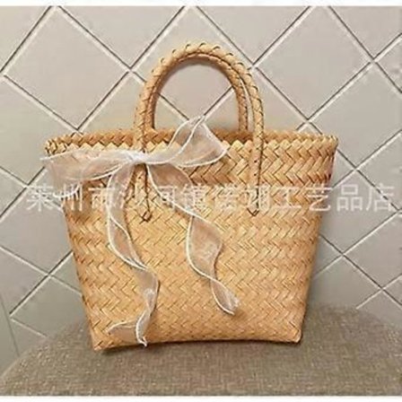Plastvävd Handväska Sommarväska Handvävd Tygväska Faux Wicker Handväska För Shopping Strandresa