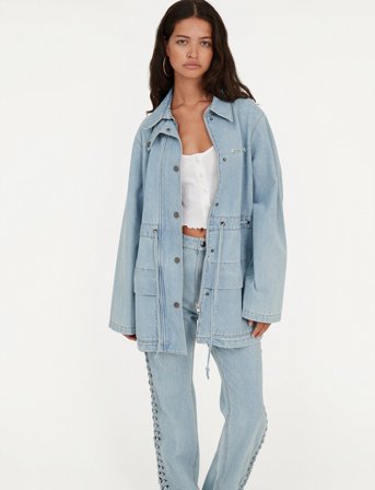 ROTATE Birger Christensen Laced Straight Leg Jeans - Blue - 27