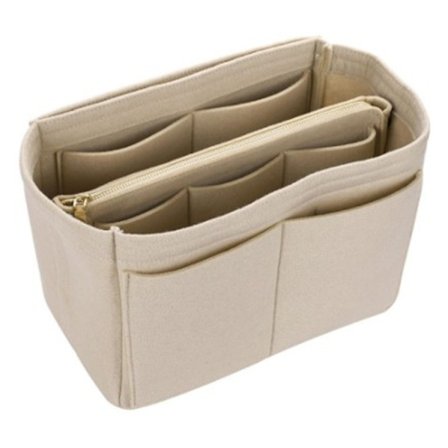 Insatsväska för handväska Makeup Organizer Filt Insatsväska för handväska Resa (Färg: Beige, Storlek: 30x17x21cm)