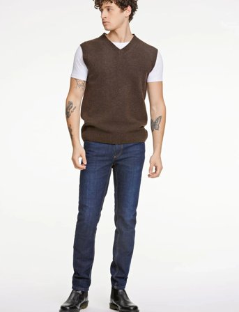 Lindbergh Lambswool V-Neck Slipover - Brown - M