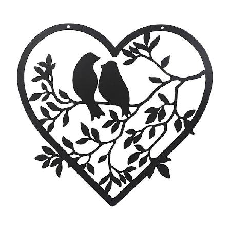 Metalliseinätaide Lintu Puun Oksalla Seinä Siluetti Sydän Seinätaide Koriste Toimistoon Puutarhaan Makuuhuoneeseen Kotiin Talonlämmityksen Lahjaksi (