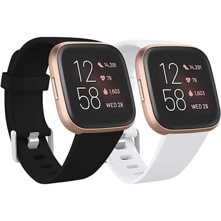 Kompatibel med Fitbit Versa-rem/Fitbit Versa 2-rem, mjukt silikon sportarmband för Fitbit Versa 2/Fitbit Versa Lite/Versa SE, 2-pack