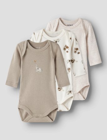name it Nbnbody 3P Ls Animal Noos - Cream - 68