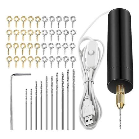 Elektrisk harpiksboremaskinesæt, inklusive øjeskruer, spiralboremaskineværktøjer, elektrisk minidrill egnet til Diy Ke (FMY)