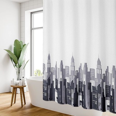 Suihkuverhot Vedenpitävä Kestävä ja Homeenkestävä Polyesteri Suihkuverho 12 Koukulla, Verho Kylpyhuoneeseen, Konepestävä, 180cm x 200cm L