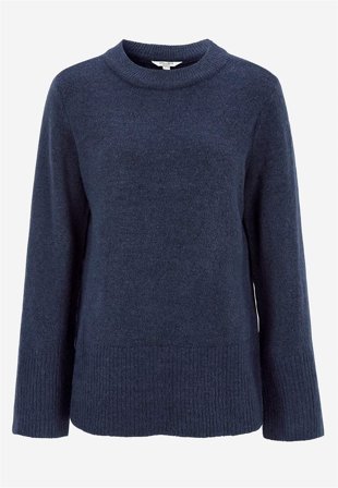 Cellbes of Sweden - Strikket genser med rund krage i blågrå for damer i størrelse 54/56