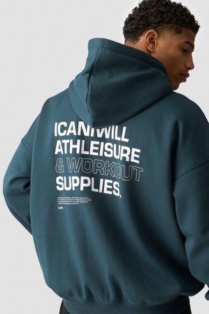 Everyday Relaxed Hoodie Print Dark Dusty Teal