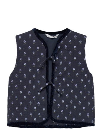 Mango Floral Quilted Gilet - Navy - 3-4
