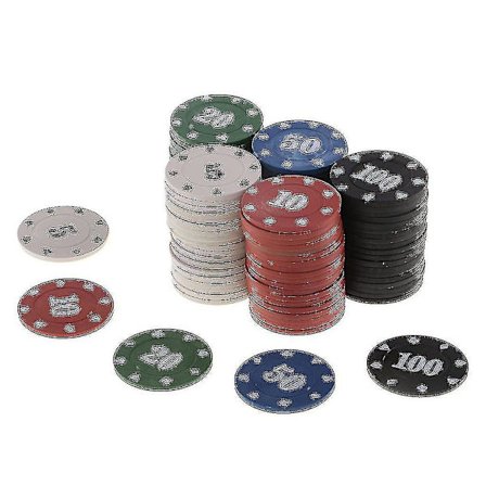 100 stk. runde plastikchips til kasino, poker, kortspil, baccarat, optællingstilbehør, terning, underholdningschip 5/10/20/50/100