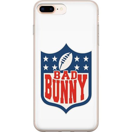 Kompatibel Mobilcover til Apple iPhone 7 Plus Bad Bunny rød grafisk plakat med portræt og typografi i latinamerikansk popdesign