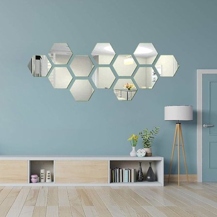 12 kpl peiliakryyliset seinätarrat irrotettavat peilit seinätarra geometrinen kuusikulmio tarra seinätarra kodin makuuhuoneen olohuoneen sisustukseen