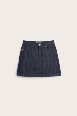 Kappahl | Fiskbensmönstrad jeanskjol | Mörk denim