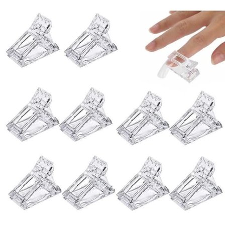 10 stk. Transparente Gel Negleklemmer, Negleforlengelsesklemmer for Rask Påføring, Negltipper Klemmer for Manikyr Neglekunst