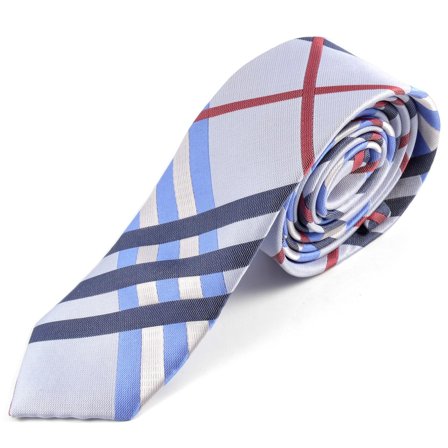Blue Checkered Tie for Men - Skinny ties
