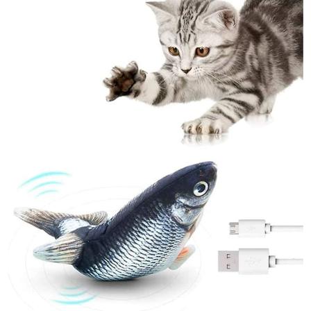 Elektrisk Fiskeleke, Mobil Kattespiller, Myk Fiske for Små Hunder, Vinglefisk, Kattemynteleke, Sport Katt-leke