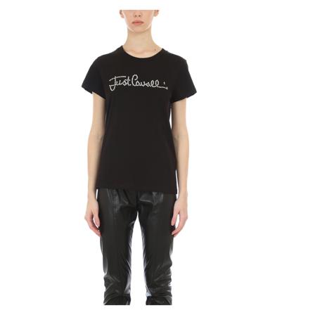 Just Cavalli, T-Shirts Zwart, Dames, Maat:M
