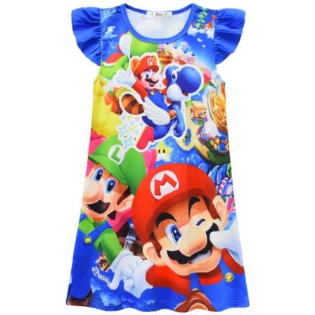 Nattlinne för flickor Super Mario Nattlinne Sommar Nattklänning A 120cm