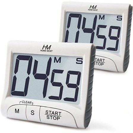 2-pack stort display kök timer - digital timer magnetisk baksida högt larm - vita matlagningstimer