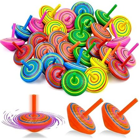 30 stk trægyroskop, vækkegyroskop lille farvet gyroskop