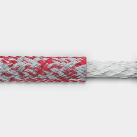 Faldline med nøgent øje Robline Globe Pro, Robtec-kerne (HMPE), 24-flettet polyester-kappe, hvid/rød, 30 meter x Ø8 mm