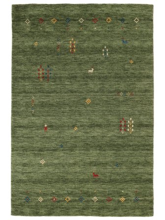 Tappeto Di Lana Gabbeh Giza Verde Bosco Piccolo Oeko-Tex