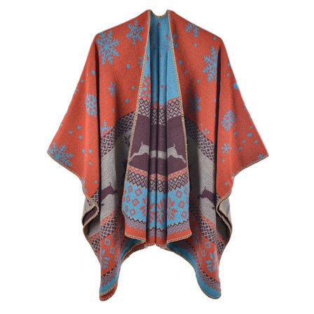 Vinter orange dam varm sjal cape vinter kofta tröja framtill öppen cape
