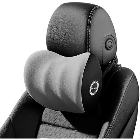 Komfort Nakkestøttepute, Bil nakkepute i minneskum, Justerbar stropp og pustende avtakbart trekk (Grå)
