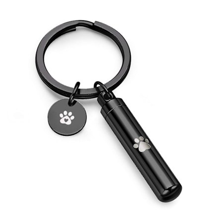 Cylinder Askkista Nyckelring Personifierad Graverad Pawprint Hund Katt Rör Urna Nyckelringar Anpassad Kremering